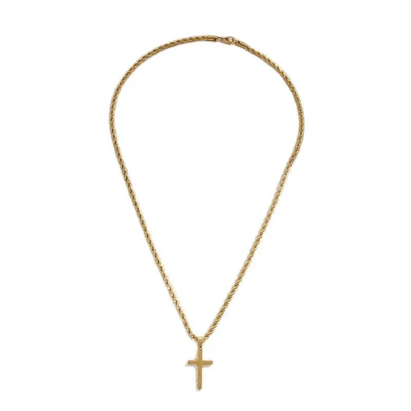 Twist-Chain Cross Necklace