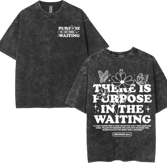 'There Is Purpose In The Waiting' Charcoal T-Shirt (Jeremiah 29:11)