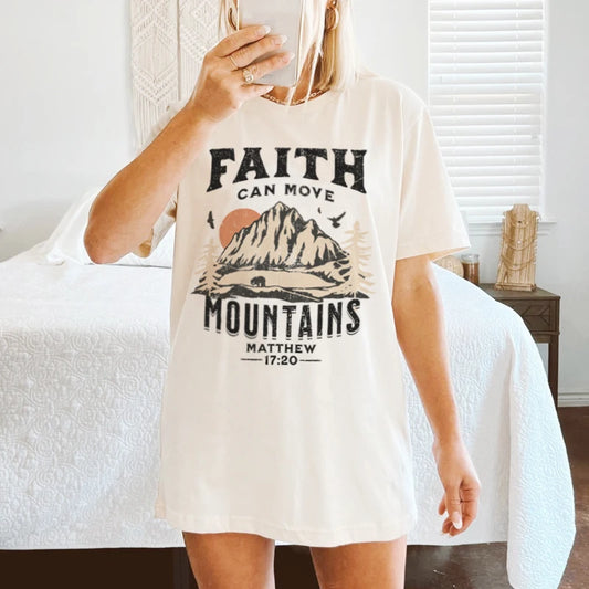 'Faith Can Move Mountains' T-Shirt (Matthew 17:20)