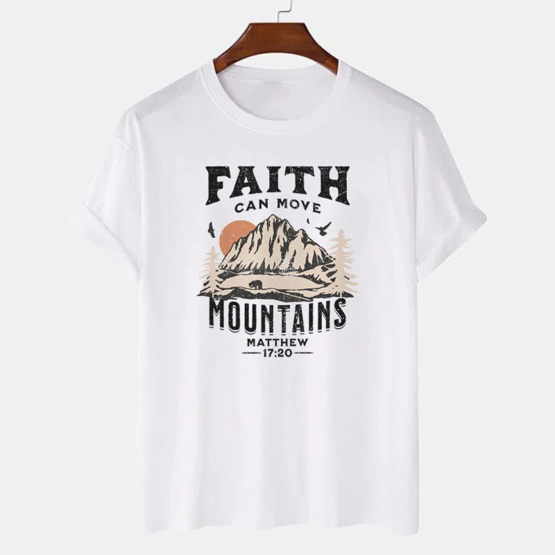 'Faith Can Move Mountains' T-Shirt (Matthew 17:20)