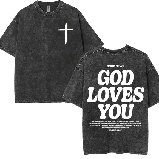 'God Loves You' Charcoal T-Shirt