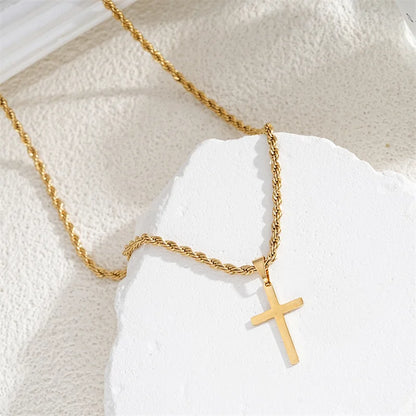 Twist-Chain Cross Necklace