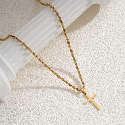 Twist-Chain Cross Necklace