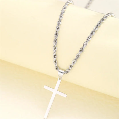 Twist-Chain Cross Necklace